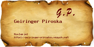 Geiringer Piroska névjegykártya